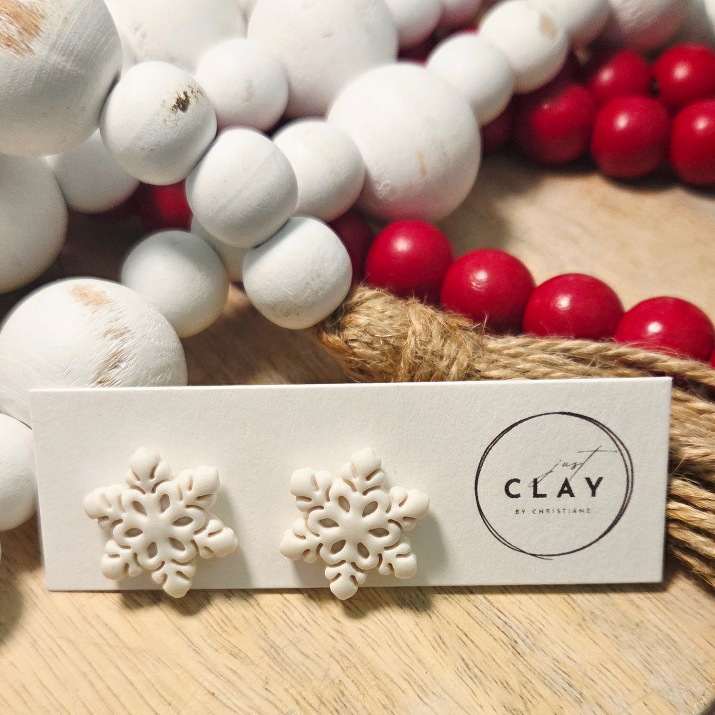 Snowflake Studs | handmade | polymer clay