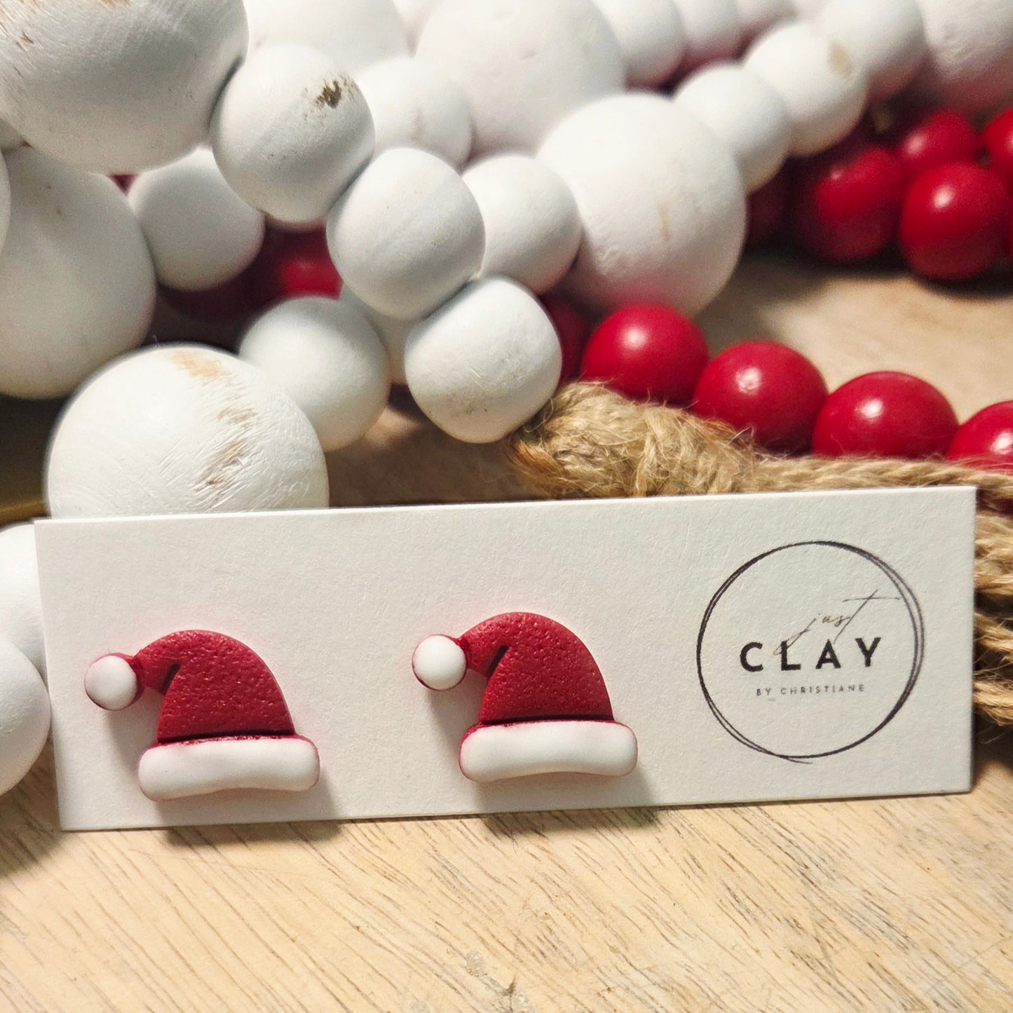 Santa Hat Studs | handmade | polymer clay