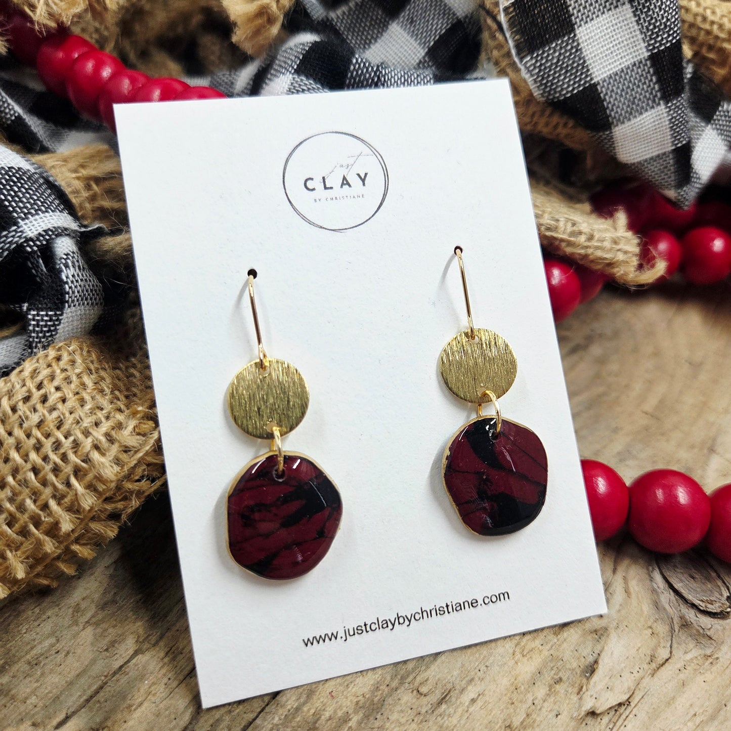 Holiday Dangles | red | handmade | polymer clay