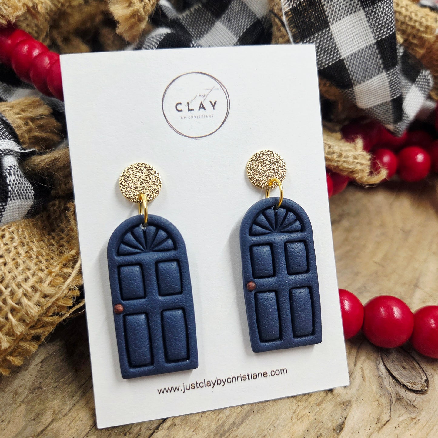 Holiday Door Dangles | navy | handmade | polymer clay