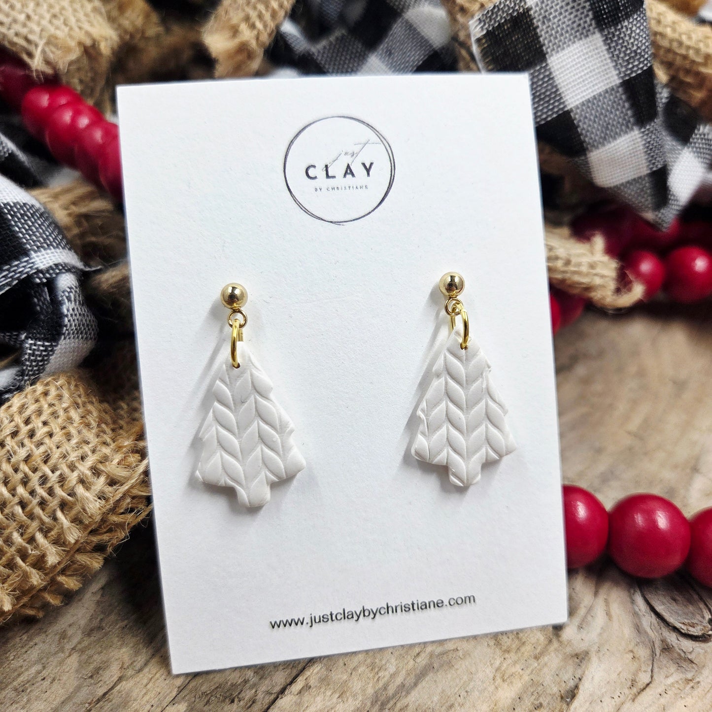 Knitted Trees | white | handmade | polymer clay