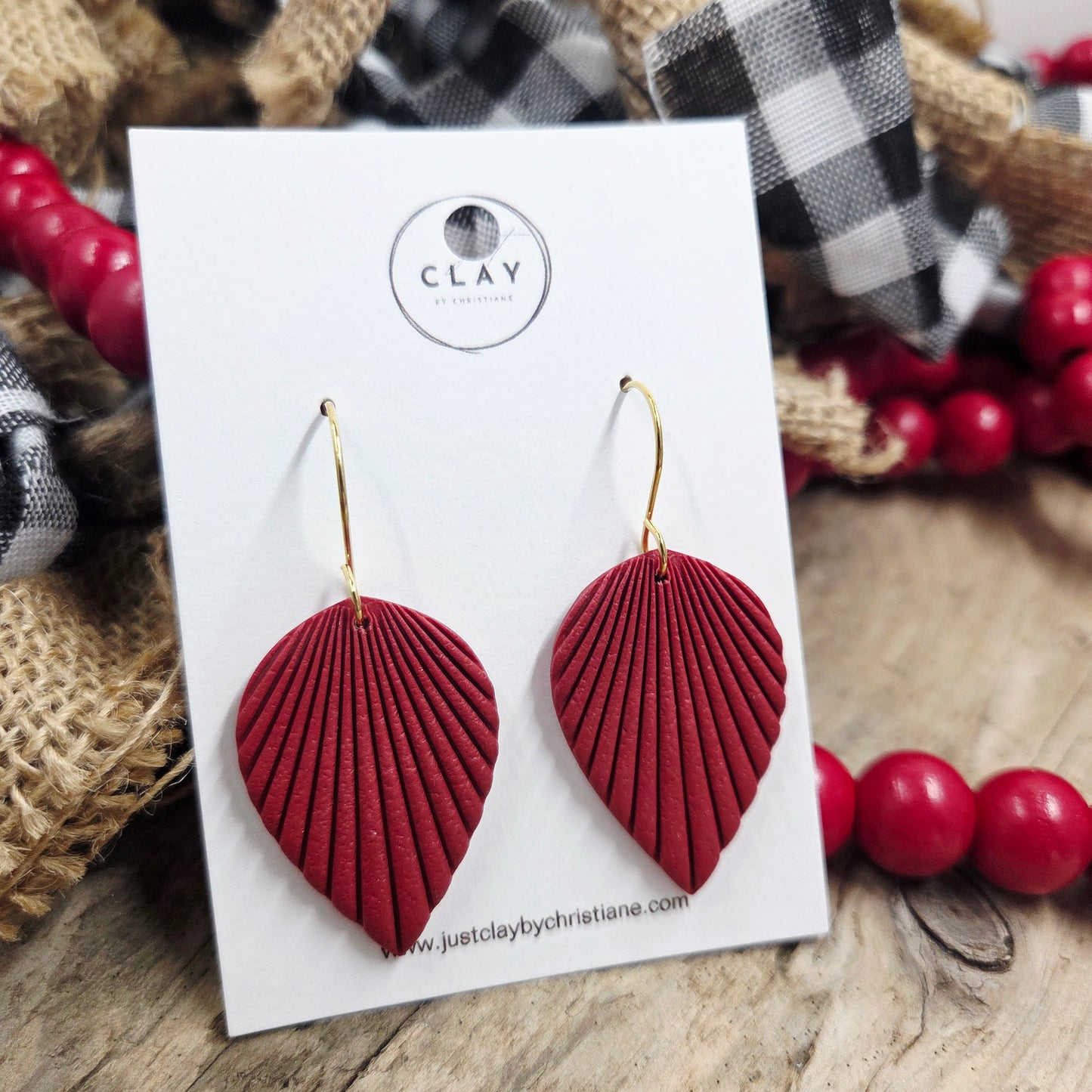 Boho Dangles | red | handmade | polymer clay