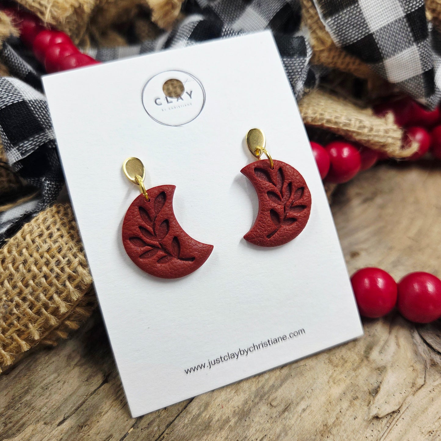 Holiday Dangles | red | handmade | polymer clay