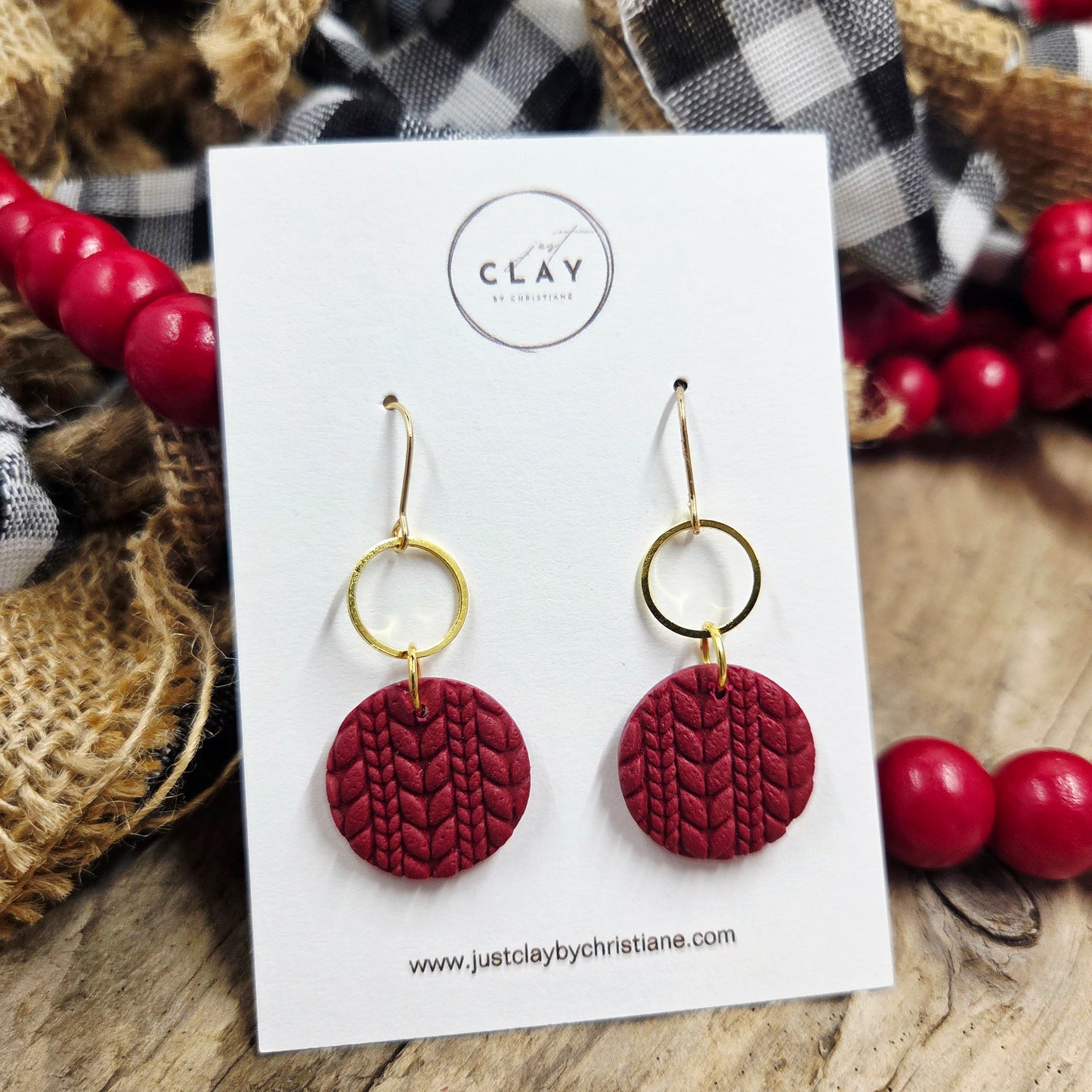 Holiday Dangles | red | handmade | polymer clay