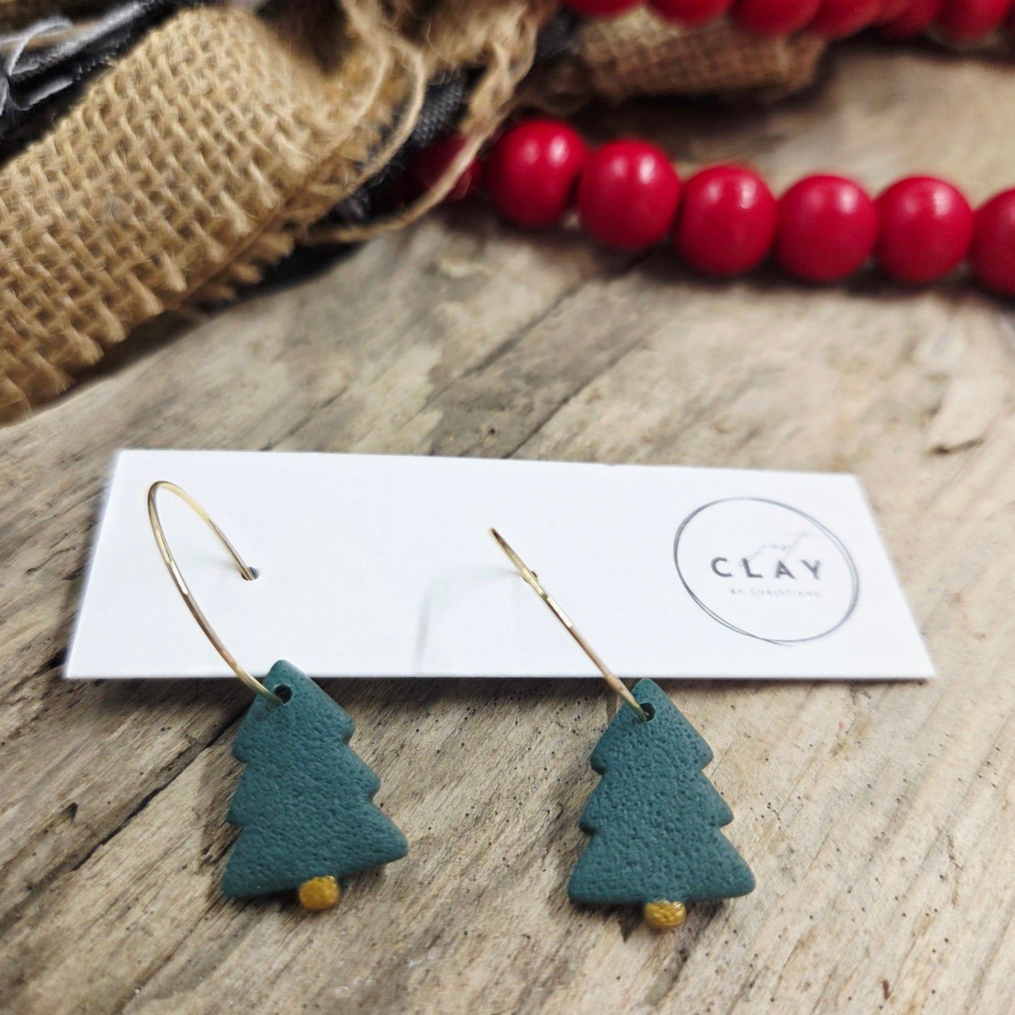 Small Tree Hoops | handmade | polymer clay