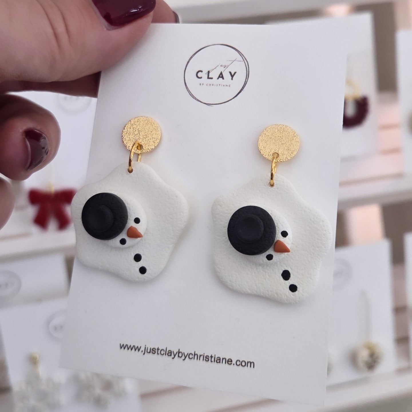 Melted Snowman Earrings | handmade | polymer clay