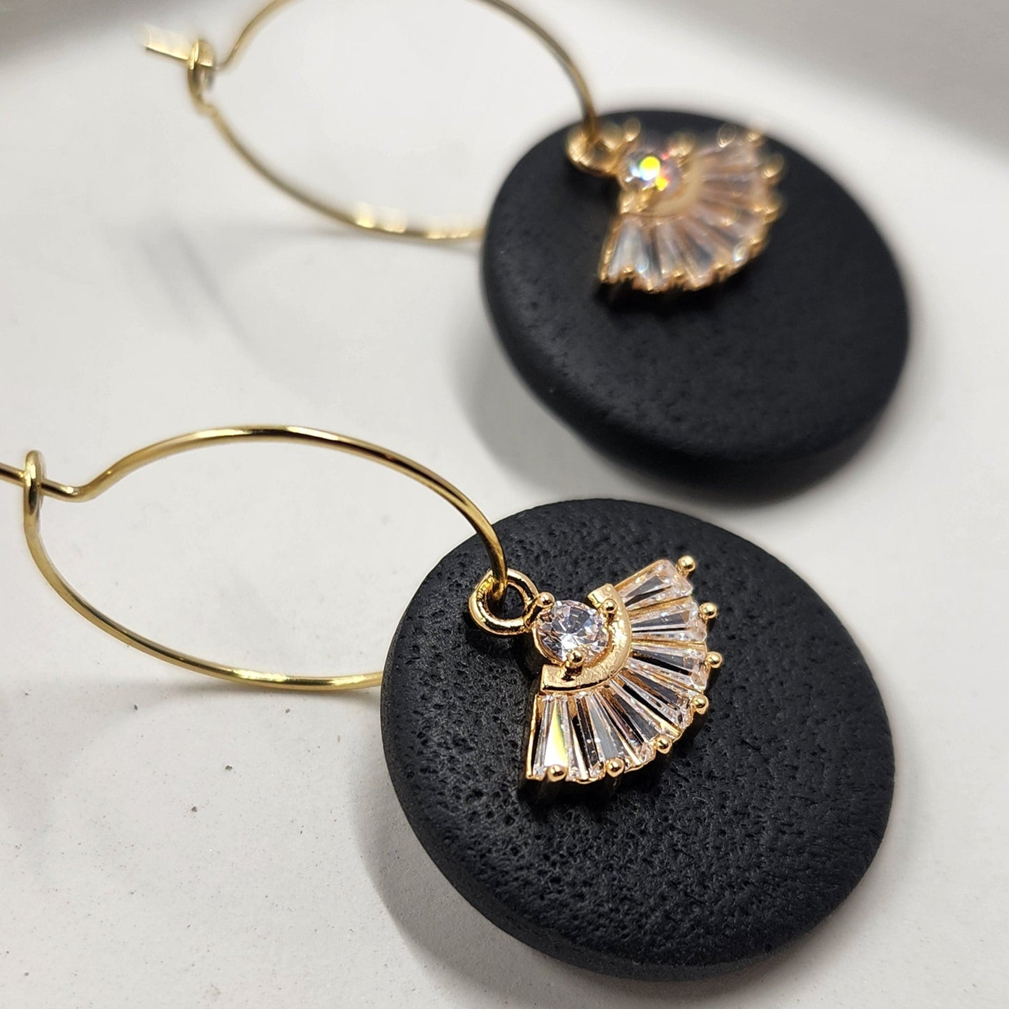 Elegant Hoop Earrings | black gold