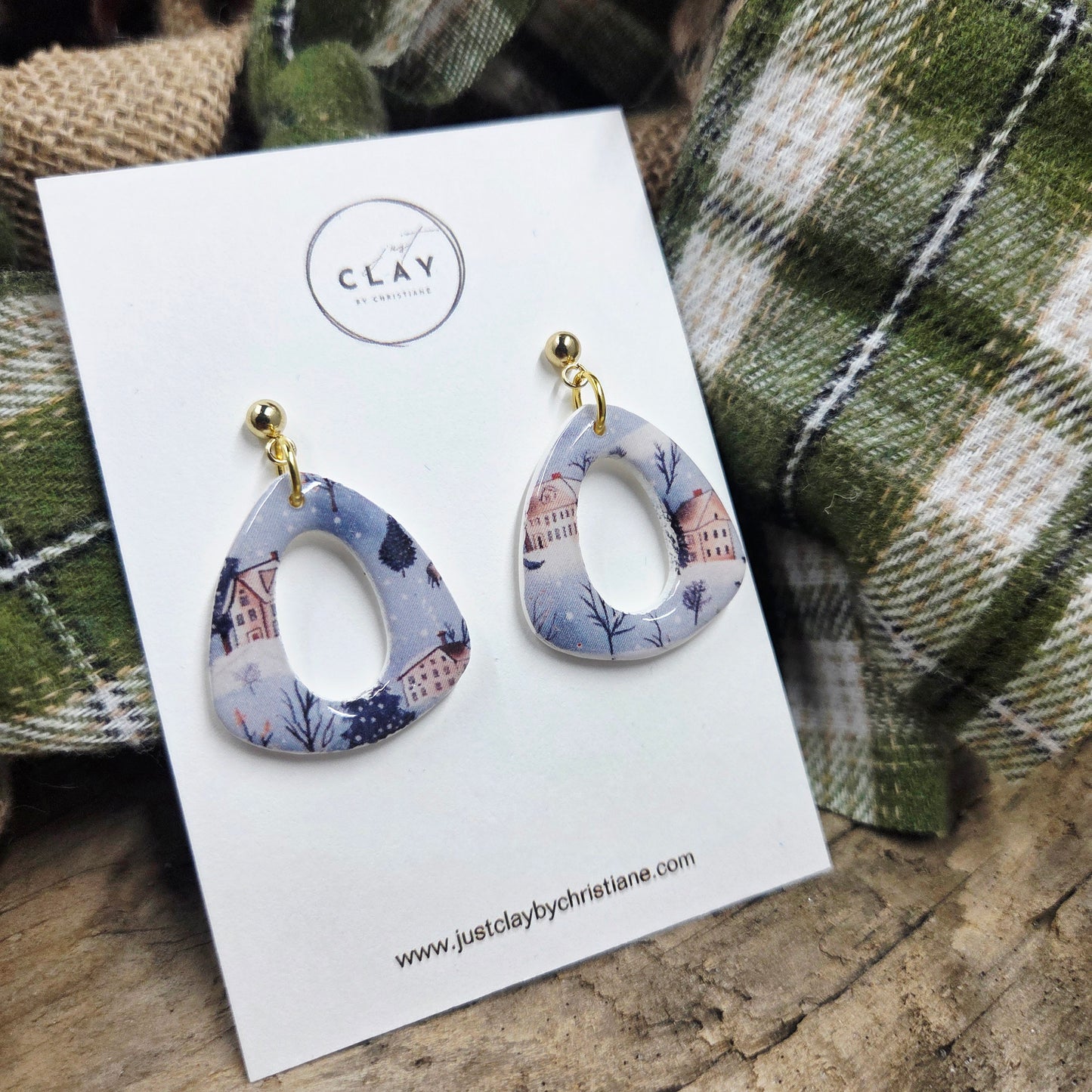 Winter Scene Dangles | handmade | polymer clay