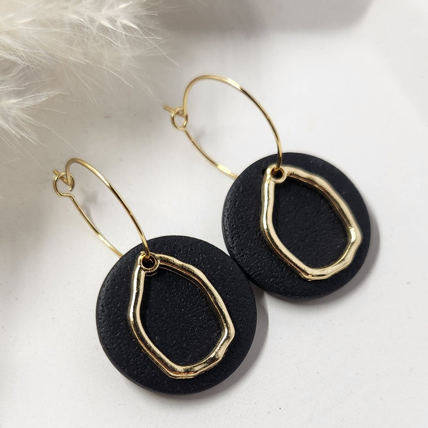 Elegant Statement Hoops | black gold