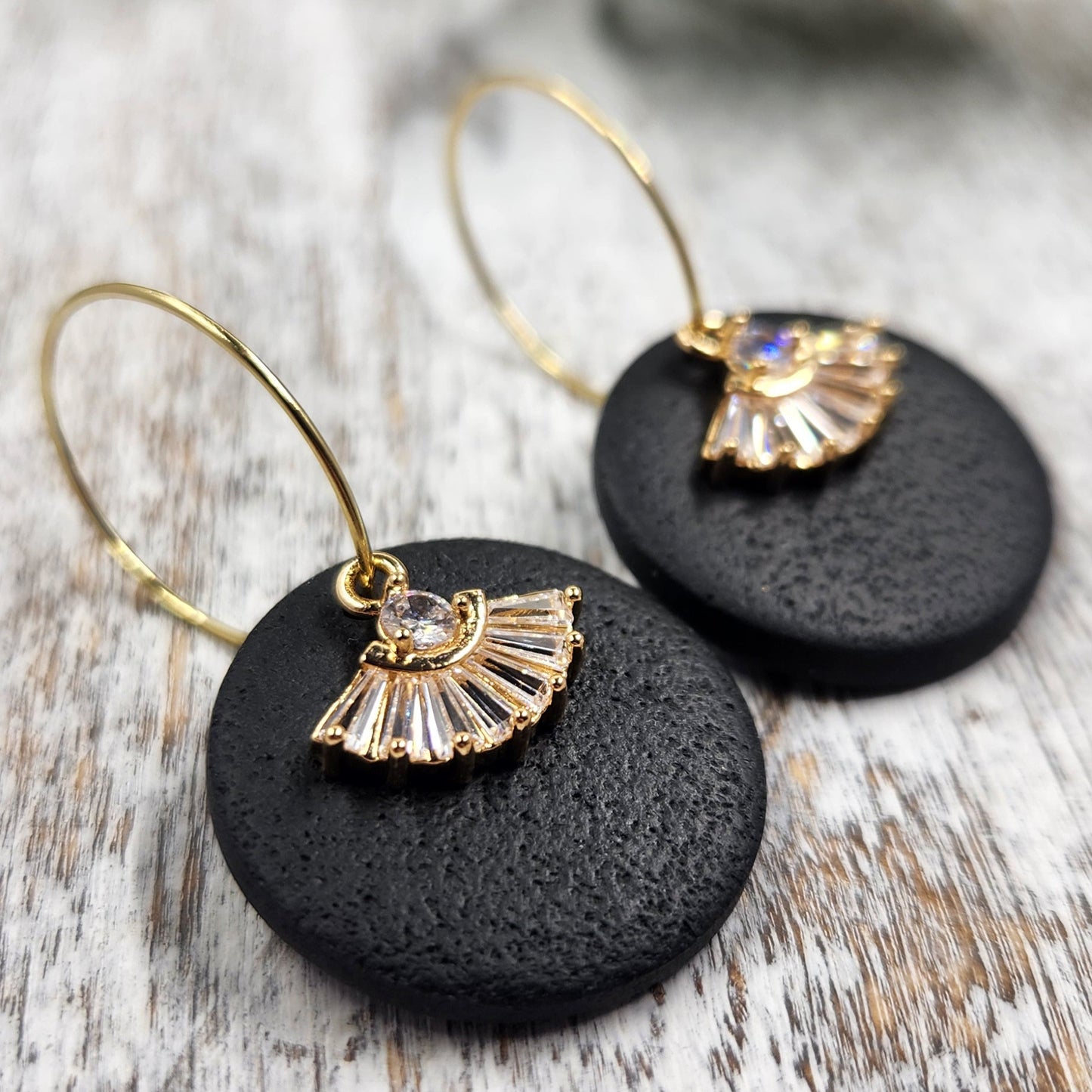 Elegant Hoop Earrings | black gold