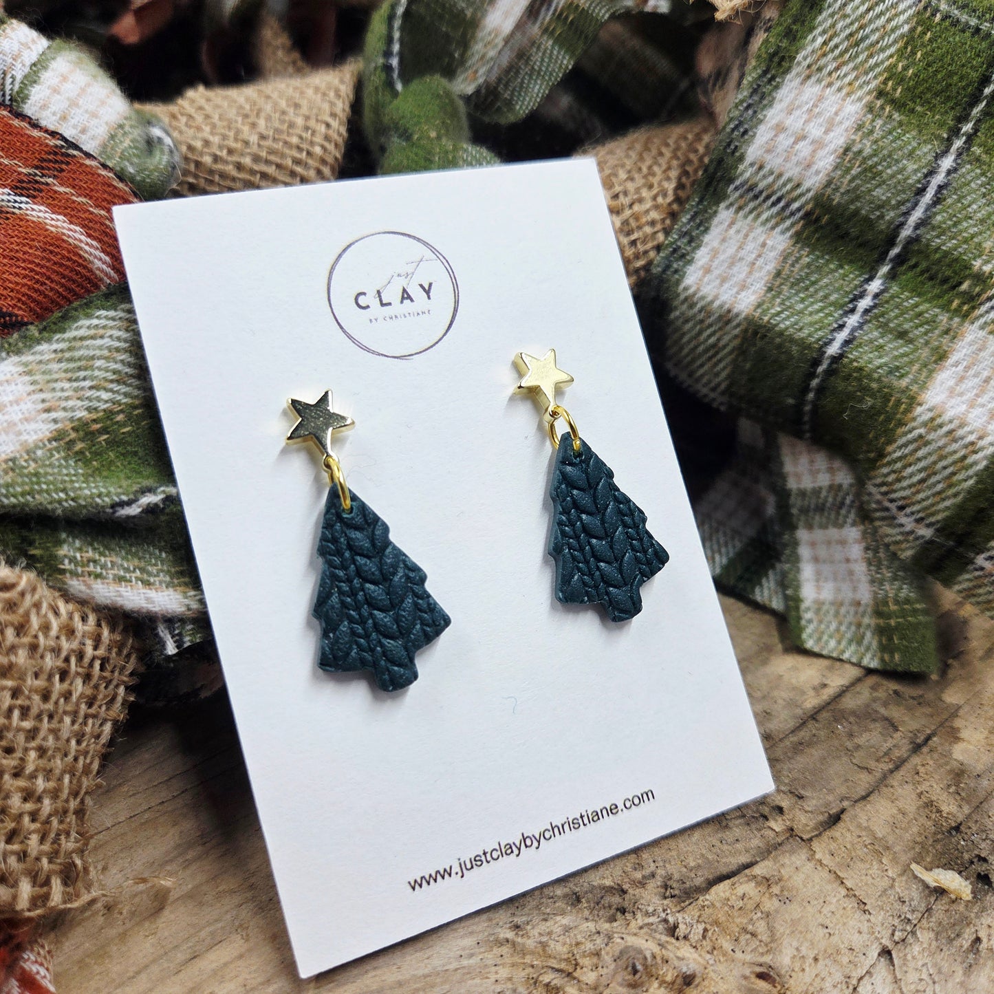 Tree Dangles | emerald|handmade | polymer clay