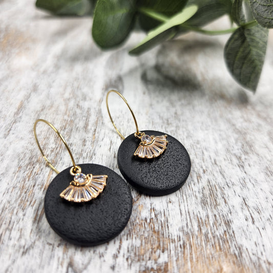 Elegant Hoop Earrings | black gold