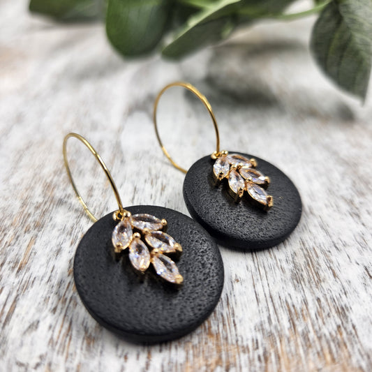 Elegant Hoop Earrings | black gold