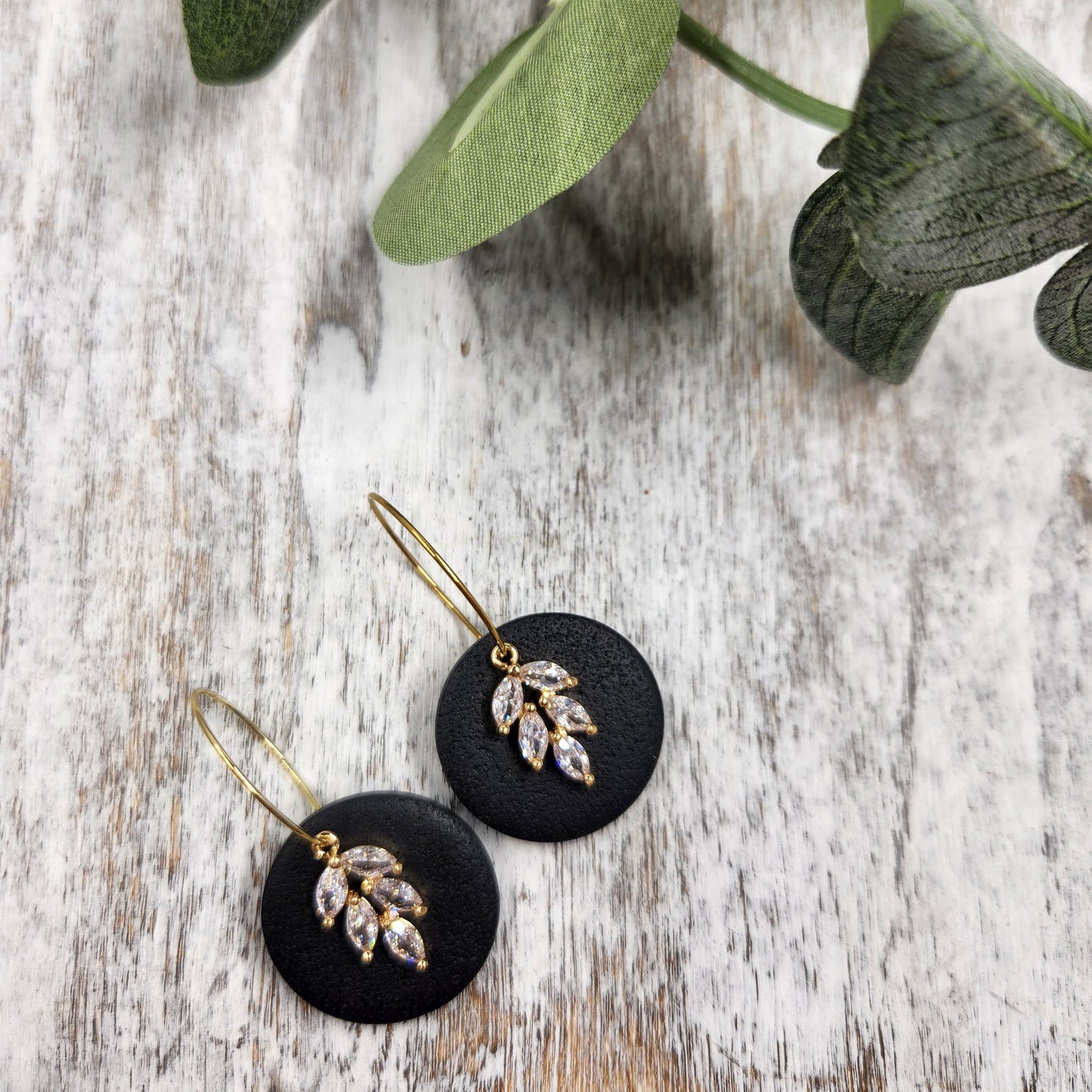 Elegant Hoop Earrings | black gold