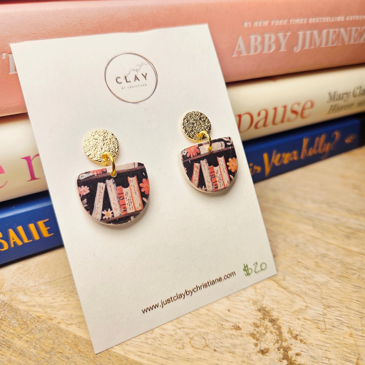 Bookshelf Dangles| handmade | polymer clay