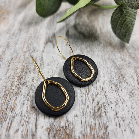 Elegant Statement Hoops | black gold
