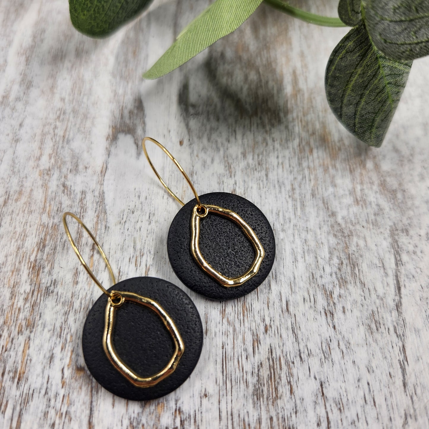 Elegant Statement Hoops | black gold