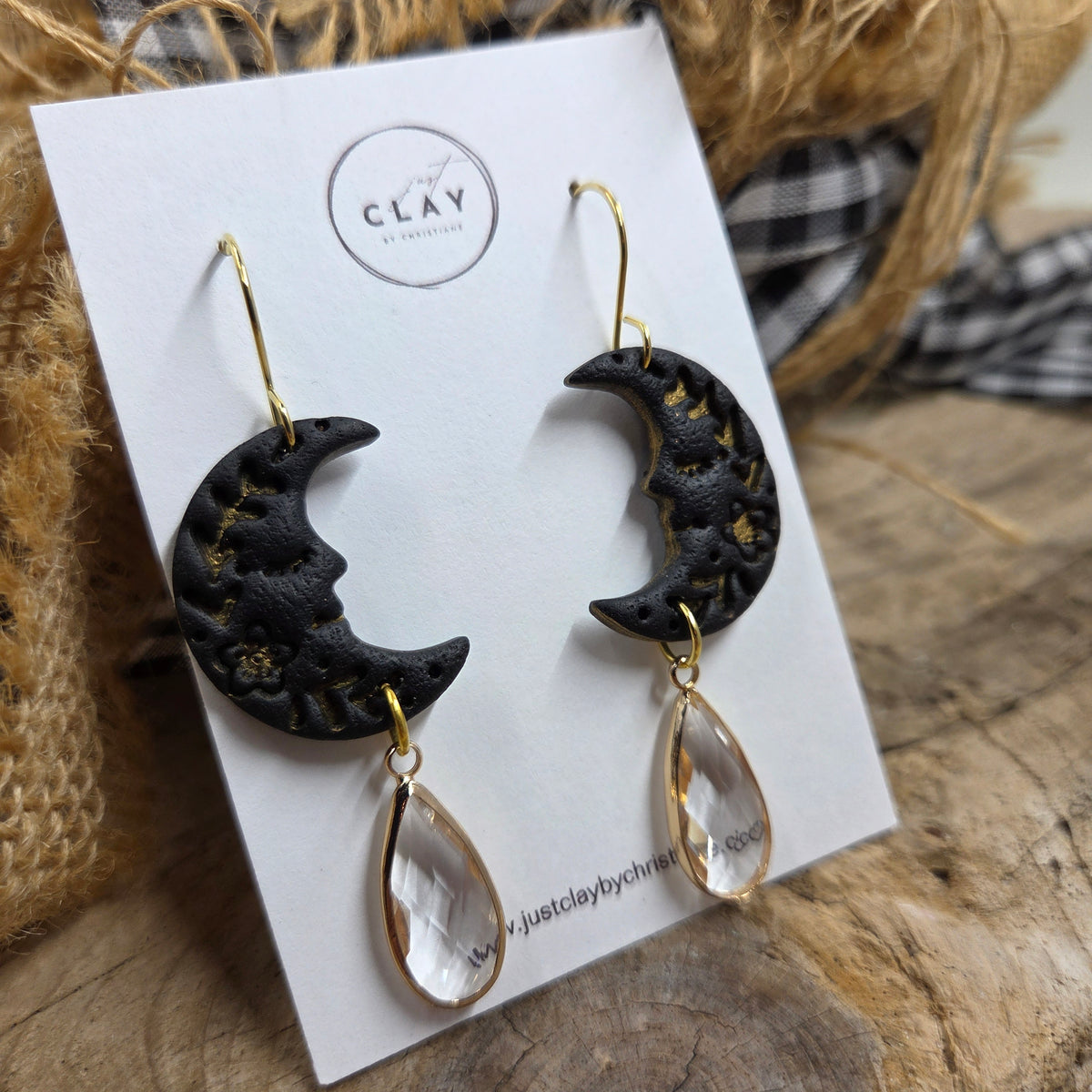Large Moon Dangles | clear crystal