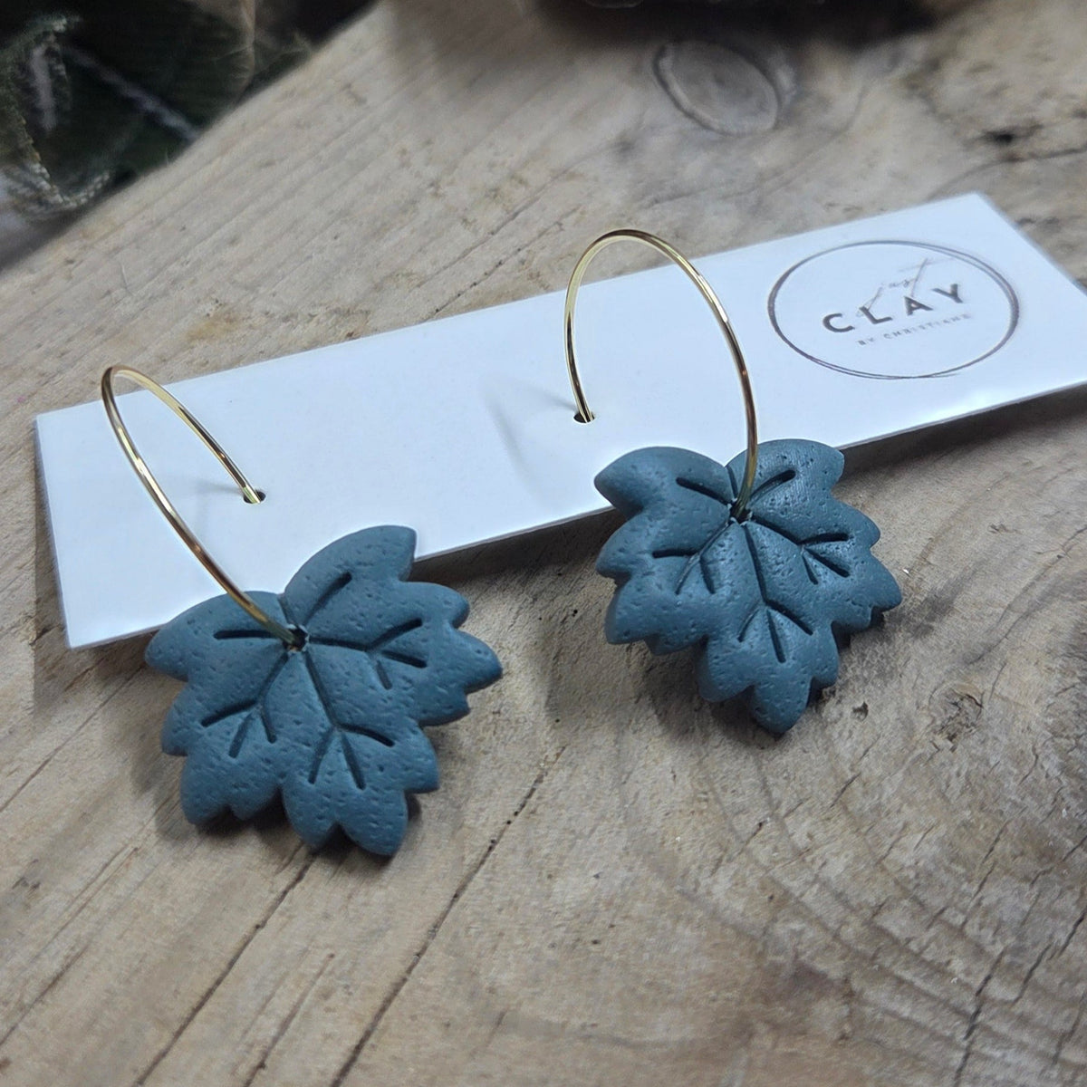 Leaf Hoops | teal