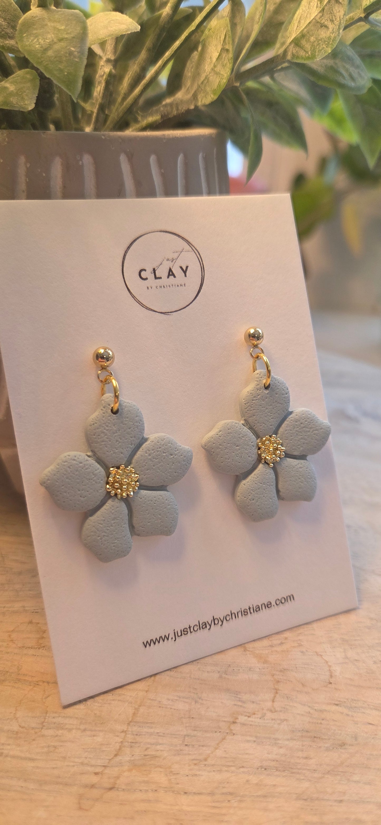 Flower Dangles- powder blue