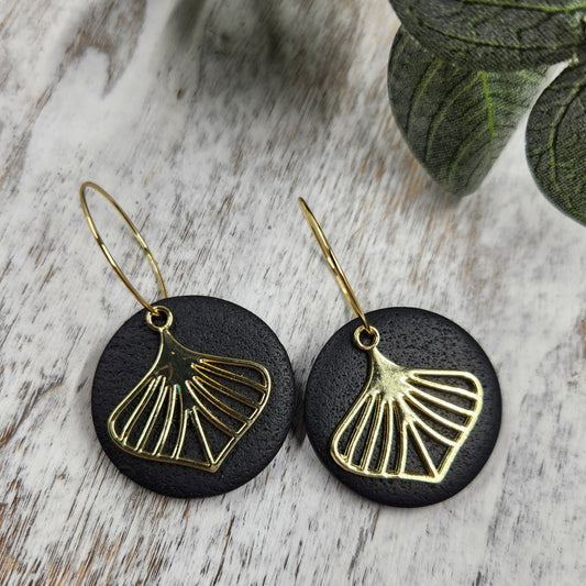Elegant Hoop Earrings | black gold