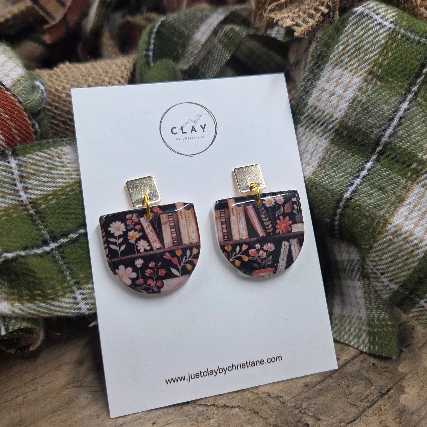 Bookshelf Dangles| handmade | polymer clay