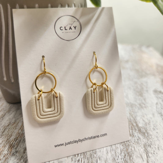 small geometric dangles | creme white