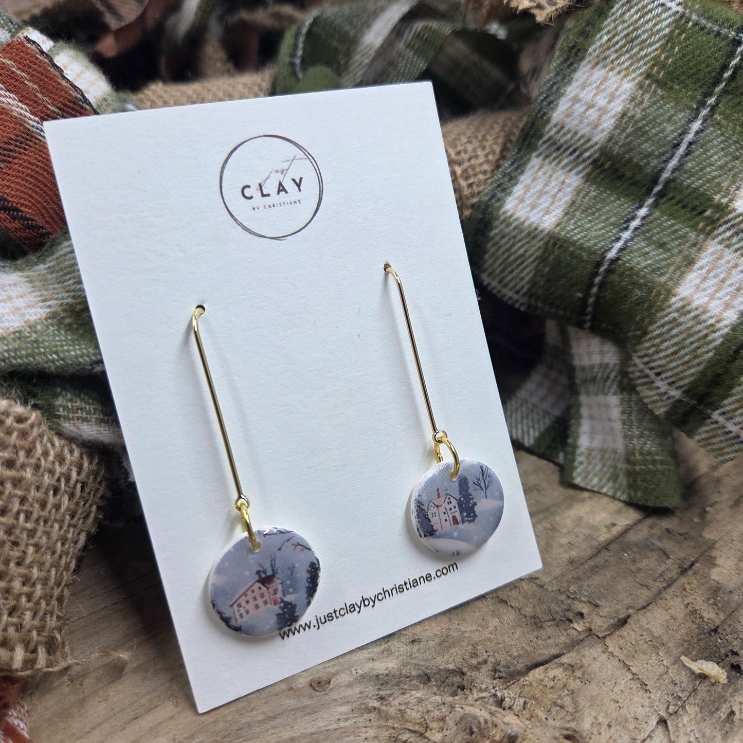 Winter Scene Dangles | handmade | polymer clay