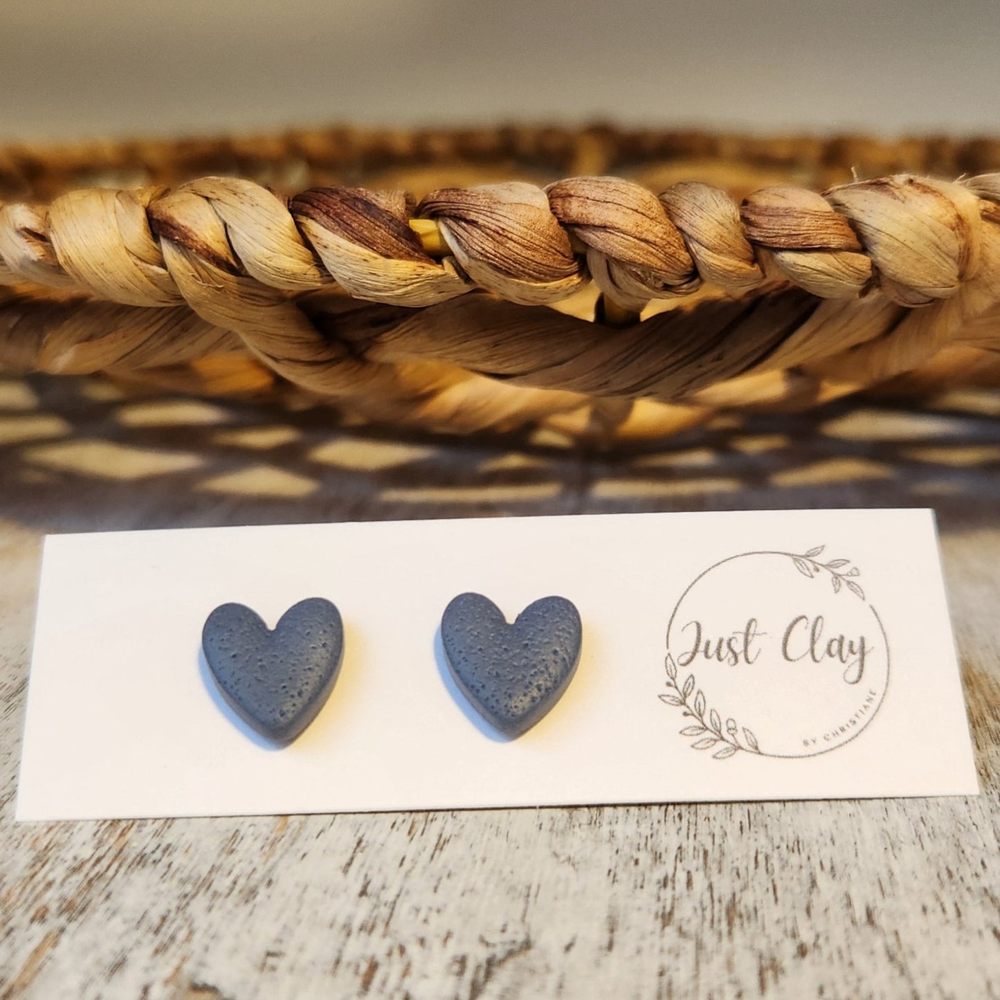 Heart Studs l dusty blue