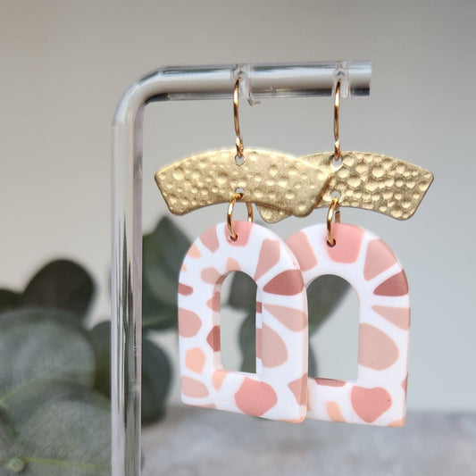 Pink Dangles with brass accent