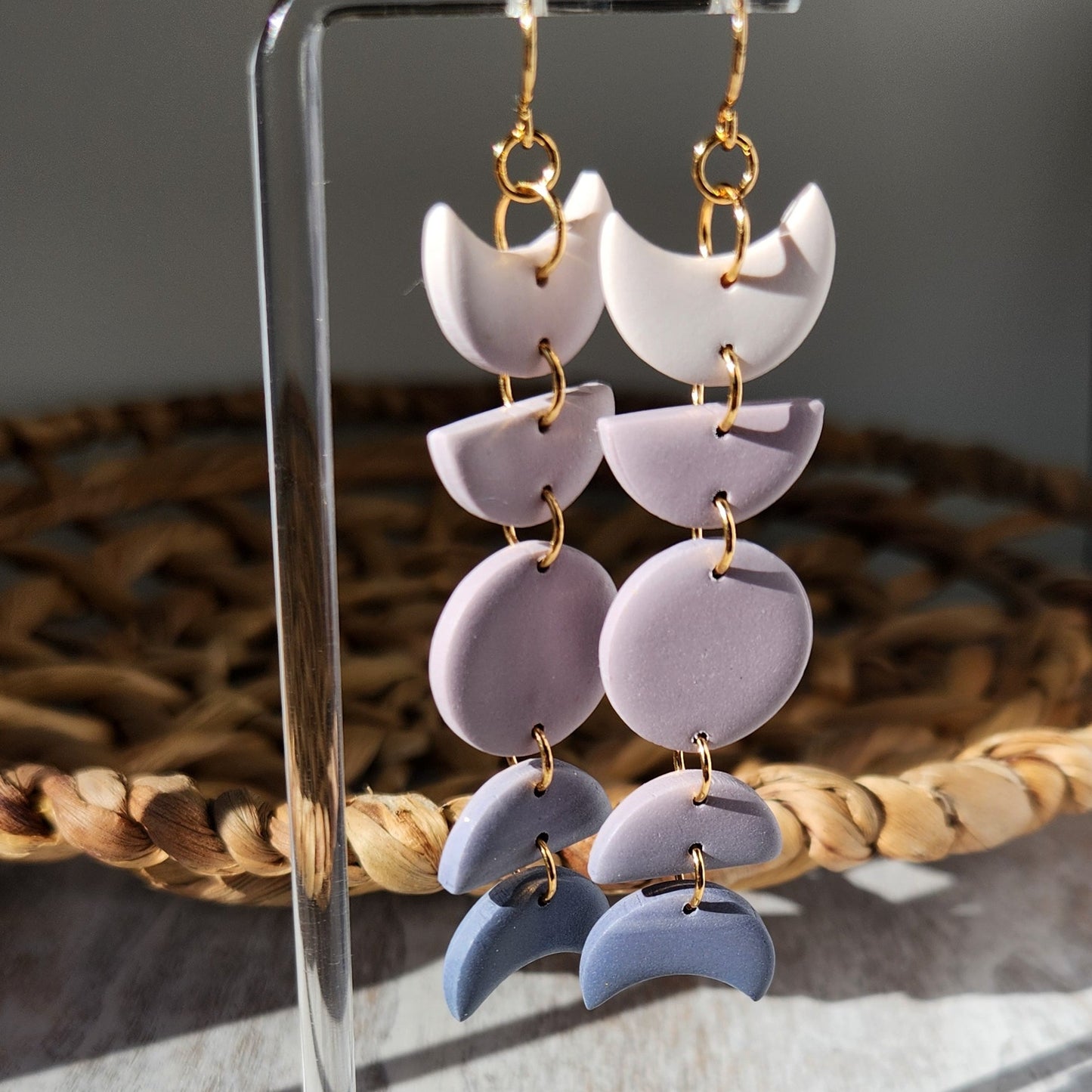 Moon Phases Dangles l Lilac Ombre