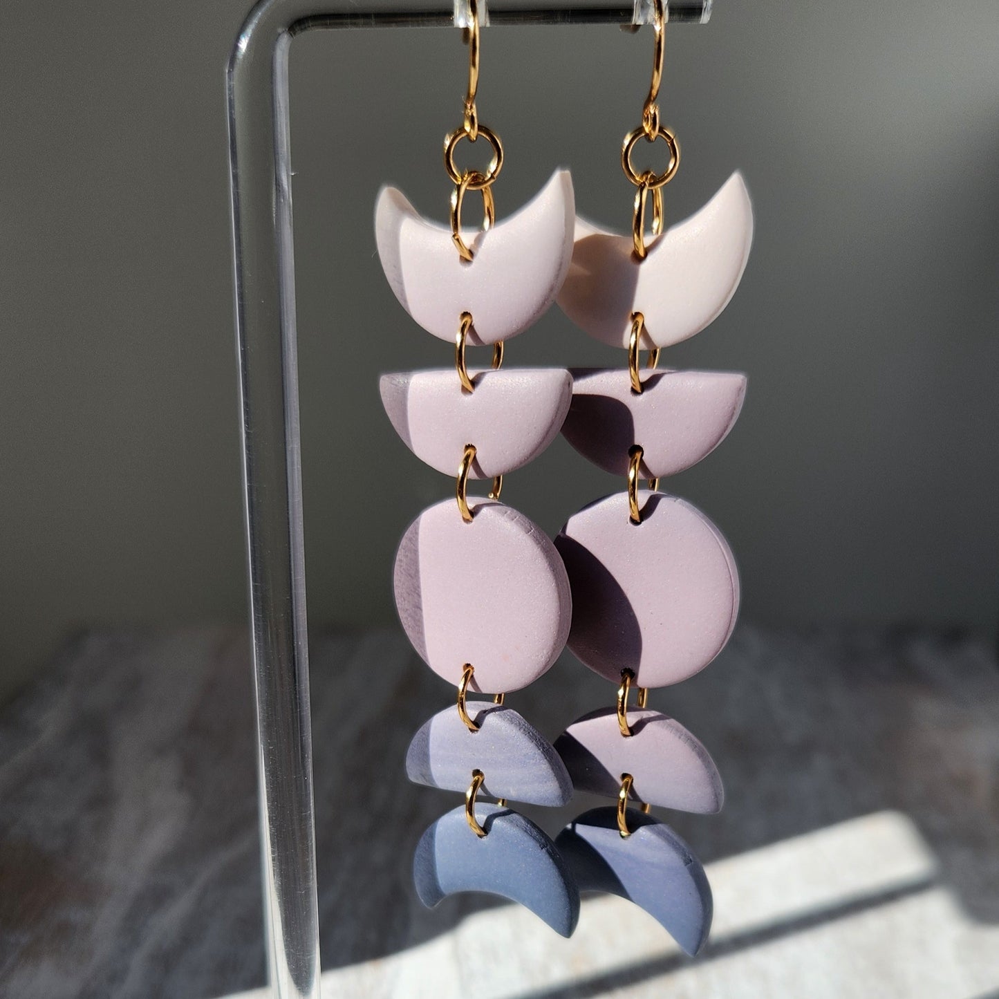 Moon Phases Dangles l Lilac Ombre