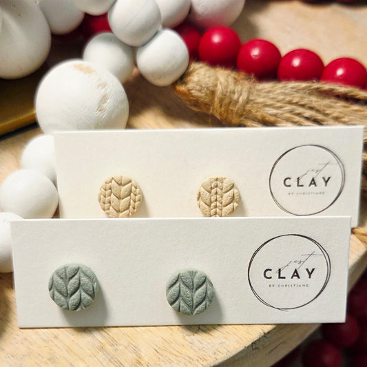 Knitted Studs | handmade | polymer clay