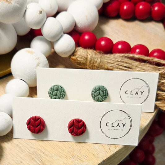Knitted Studs | handmade | polymer clay
