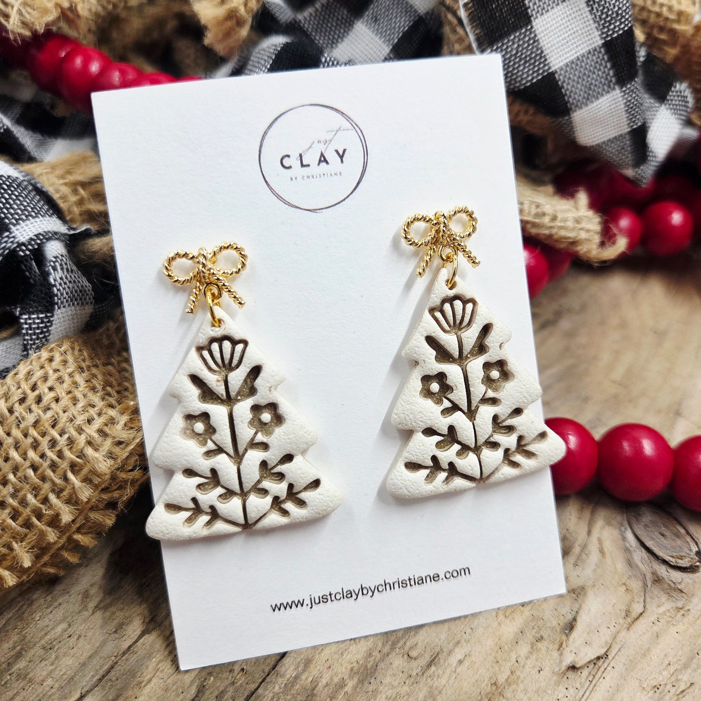 Folk Tree | off white | handmade | polymer clay