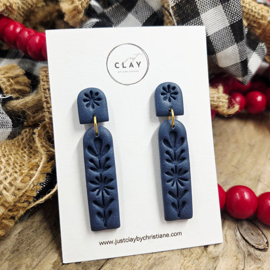 Folk Dankles | navy | handmade | polymer clay