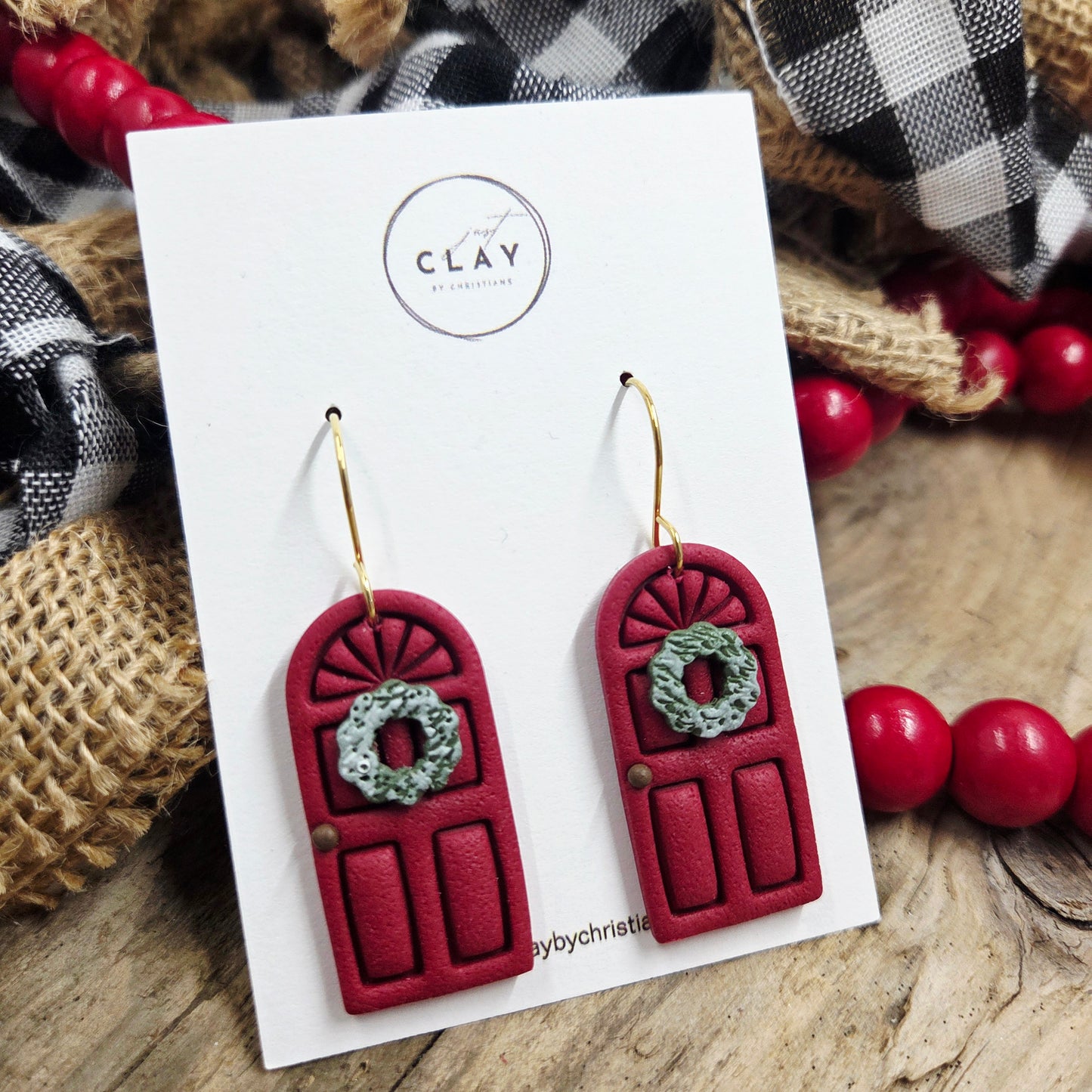 Holiday Door Dangles | red | handmade | polymer clay
