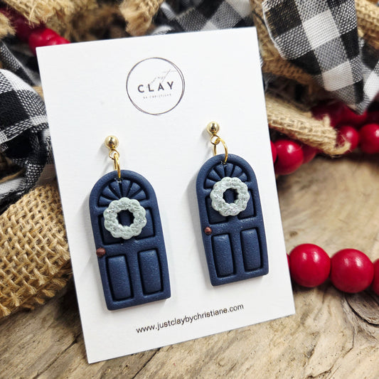 Holiday Door Dangles | navy | handmade | polymer clay