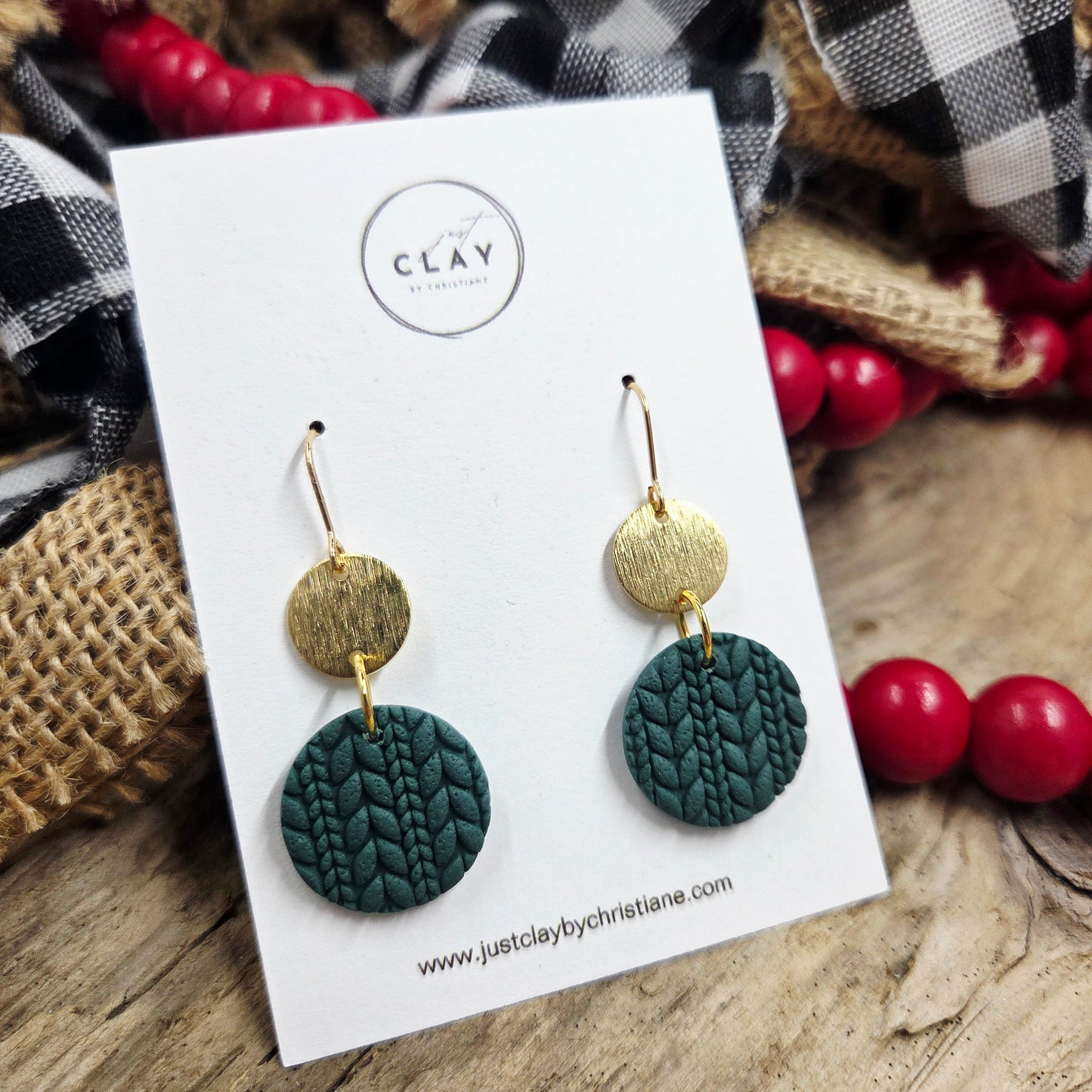 Holiday Dangles | emerald | handmade | polymer clay