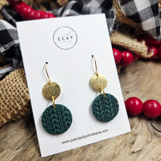 Holiday Dangles | emerald | handmade | polymer clay