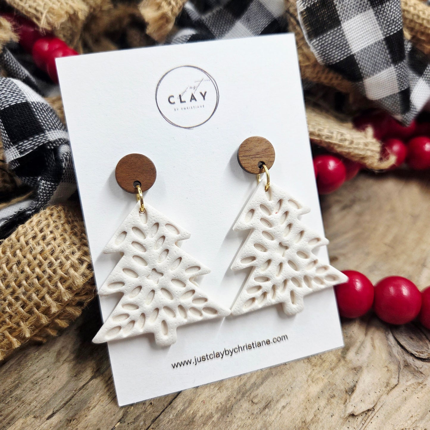 Folk Tree | white | handmade | polymer clay