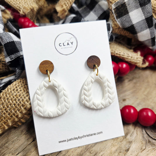 Knitted  Dangles | white | handmade | polymer clay