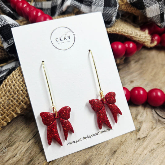 Bow Earrings | red | handmade | polymer clay