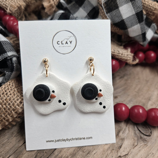 Melted Snowman Earrings | handmade | polymer clay