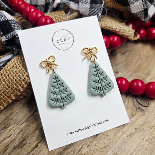 Folk Tree Dangles | sage | handmade | polymer clay