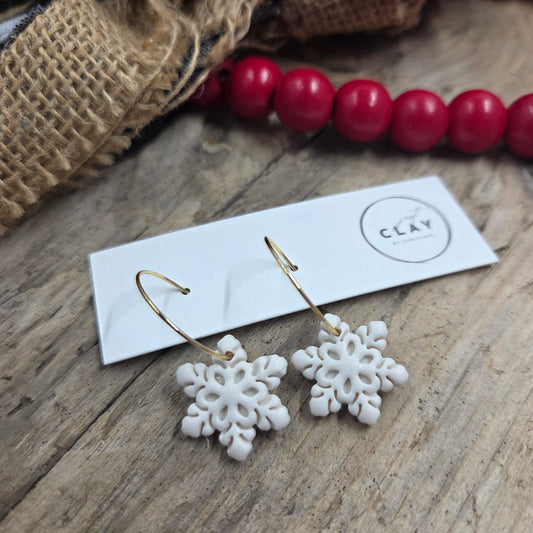 Snowflake Hoops | handmade | polymer clay