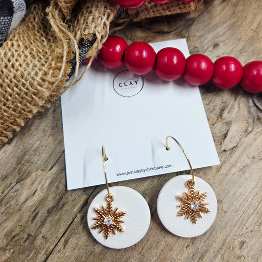 Snowflake Hoops | handmade | polymer clay