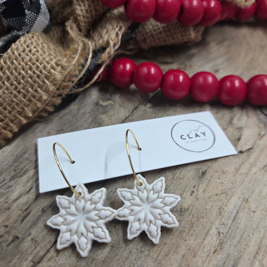 Snowflake Hoops | handmade | polymer clay