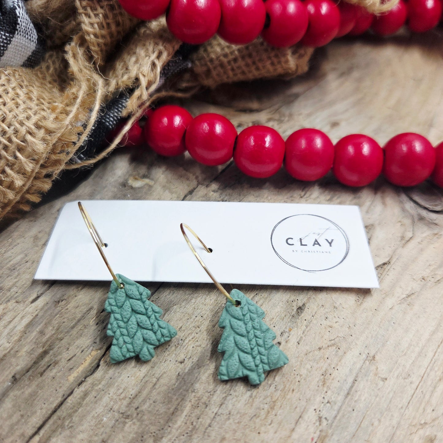 Small Tree Hoops | handmade | polymer clay