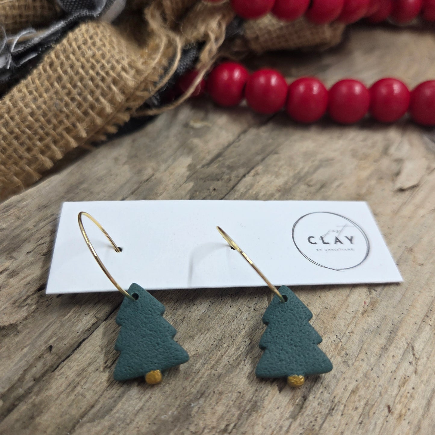 Small Tree Hoops | handmade | polymer clay